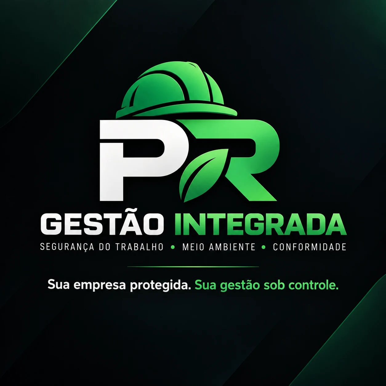 Logo oficial PR Gestão Integrada com capacete, folha e assinatura da marca